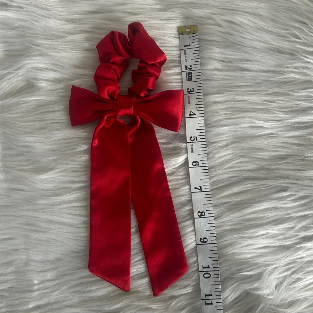 Silk Satin Hair Bow  Scrunchies red, pink and black valentine colors set of 3